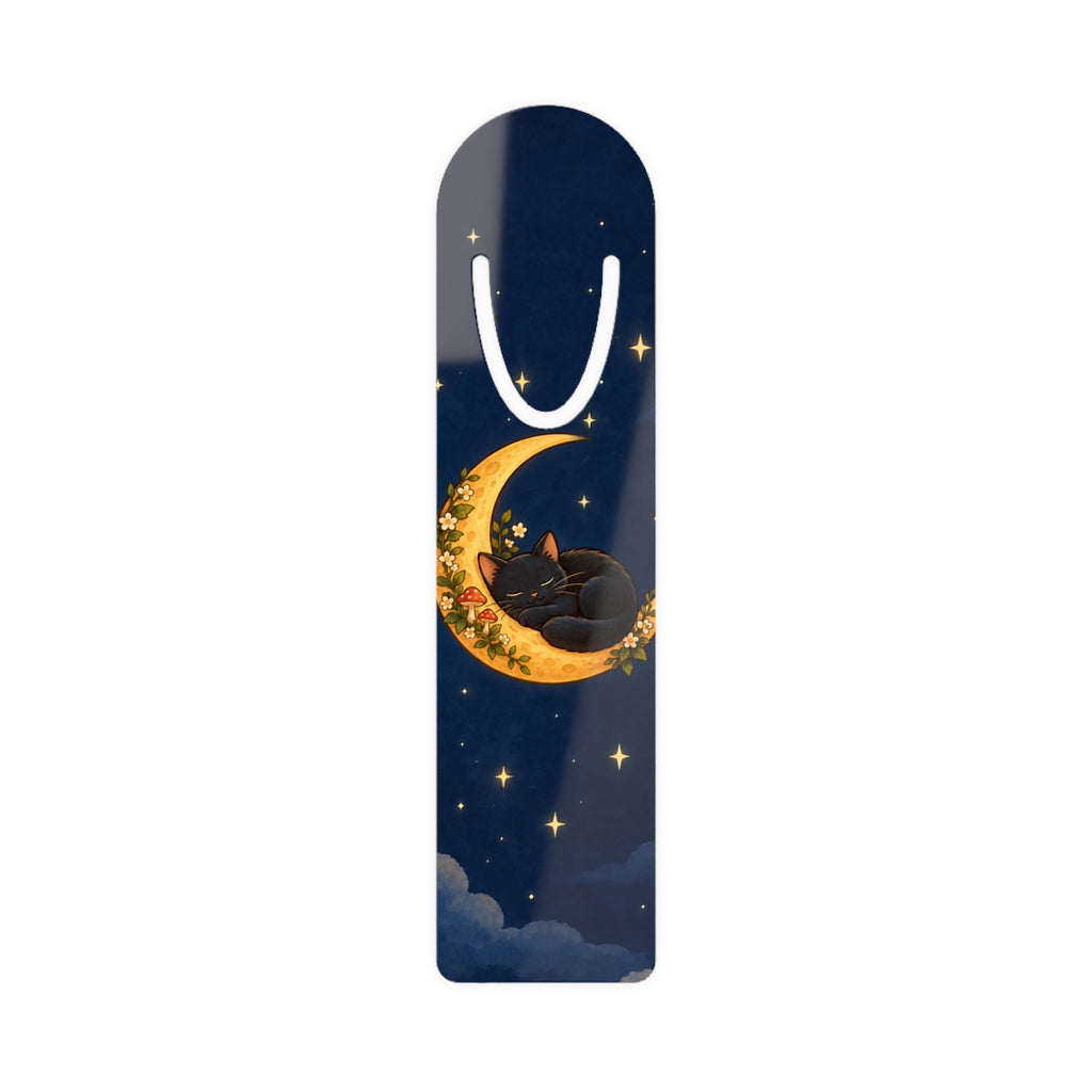 Black Cat on the Moon Bookmark, front