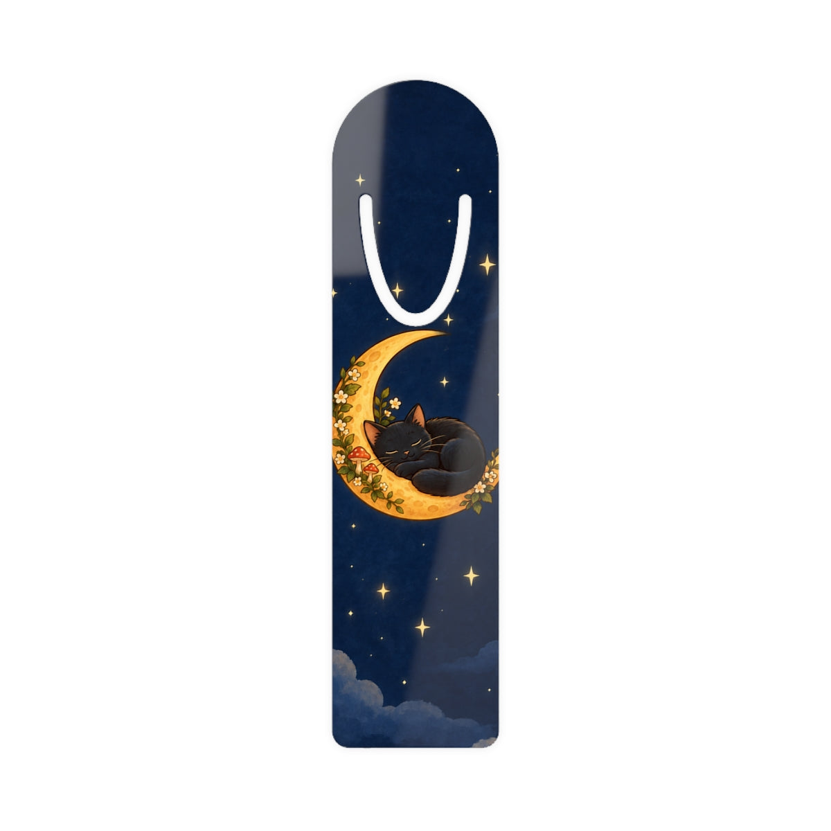 Black Cat on the Moon Bookmark, front