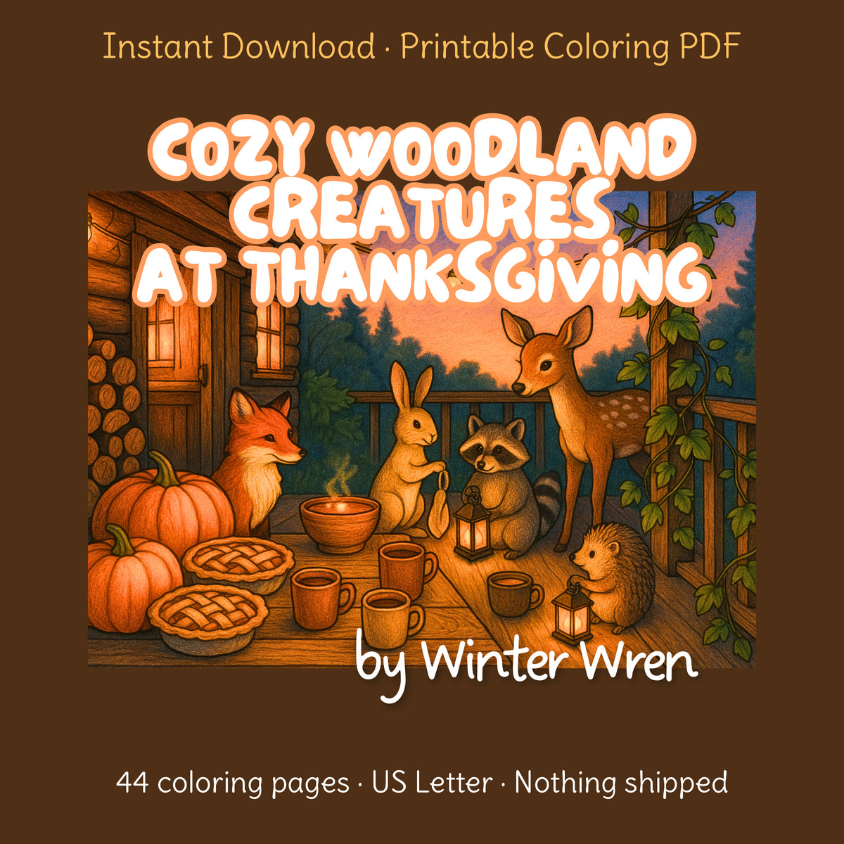 Cozy Woodland Creatures at Thanksgiving (Printable PDF), photo 1
