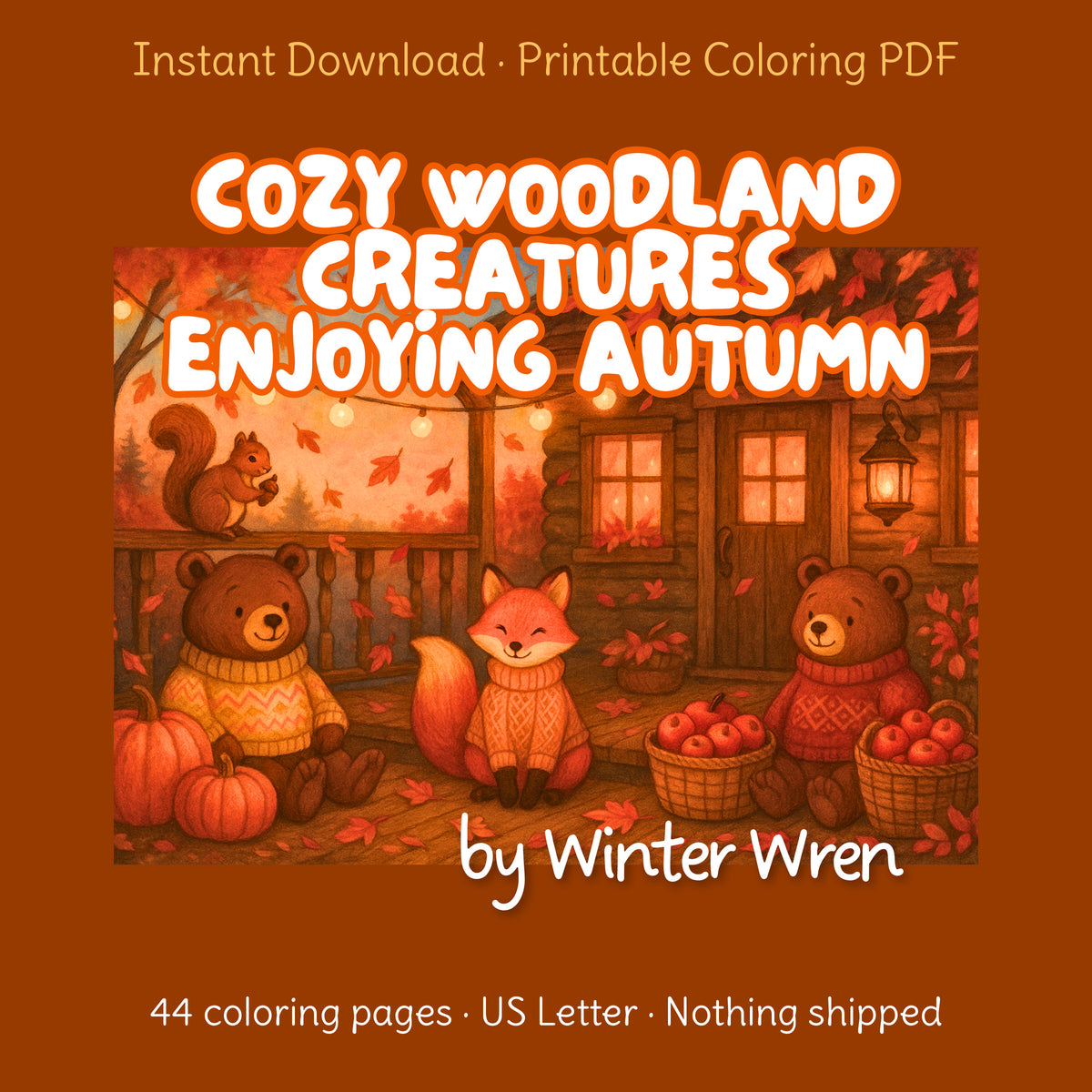 Cozy Woodland Creatures Enjoying Autumn (Printable PDF), photo 1