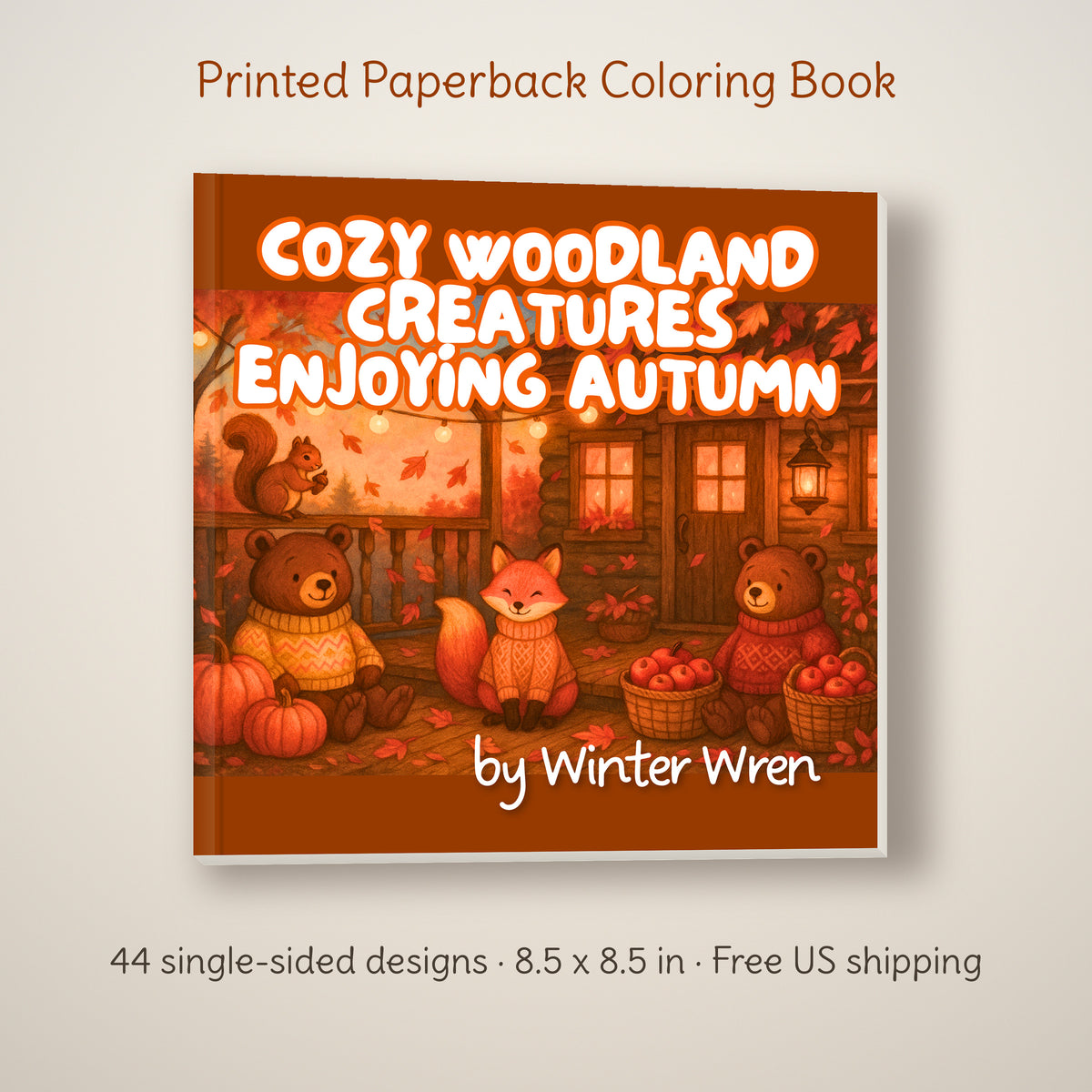 Cozy Woodland Creatures Enjoying Autumn Coloring Book, photo 1