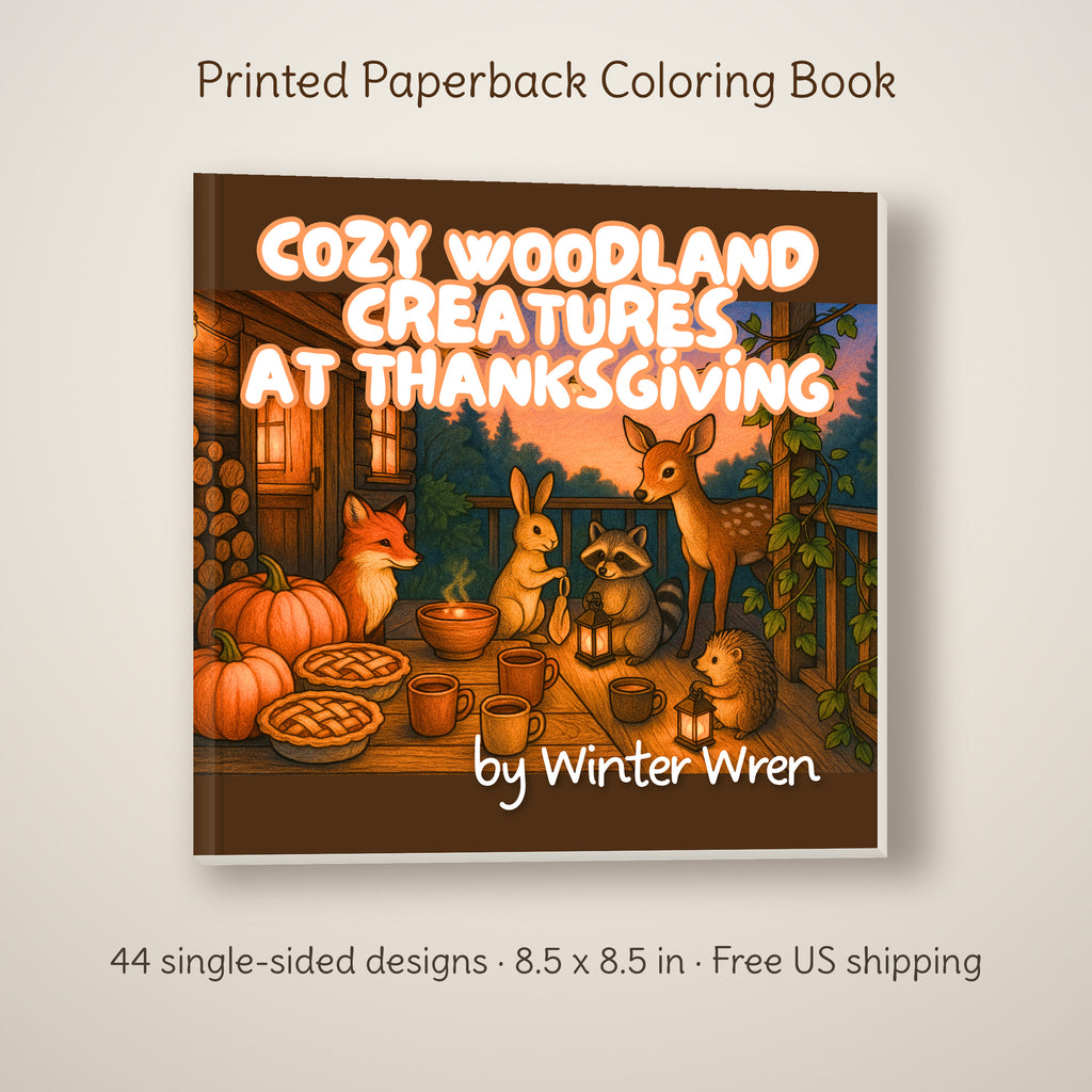Cozy Woodland Creatures at Thanksgiving Coloring Book, photo 1