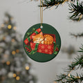 Orange Cat Christmas Ornament, Green, photo 1