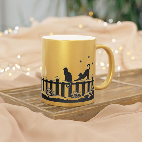 Black Cat Christmas Mug in Gold or Silver, photo 1