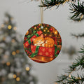 Orange Cat Christmas Ornament, Cozy Scene, photo 1