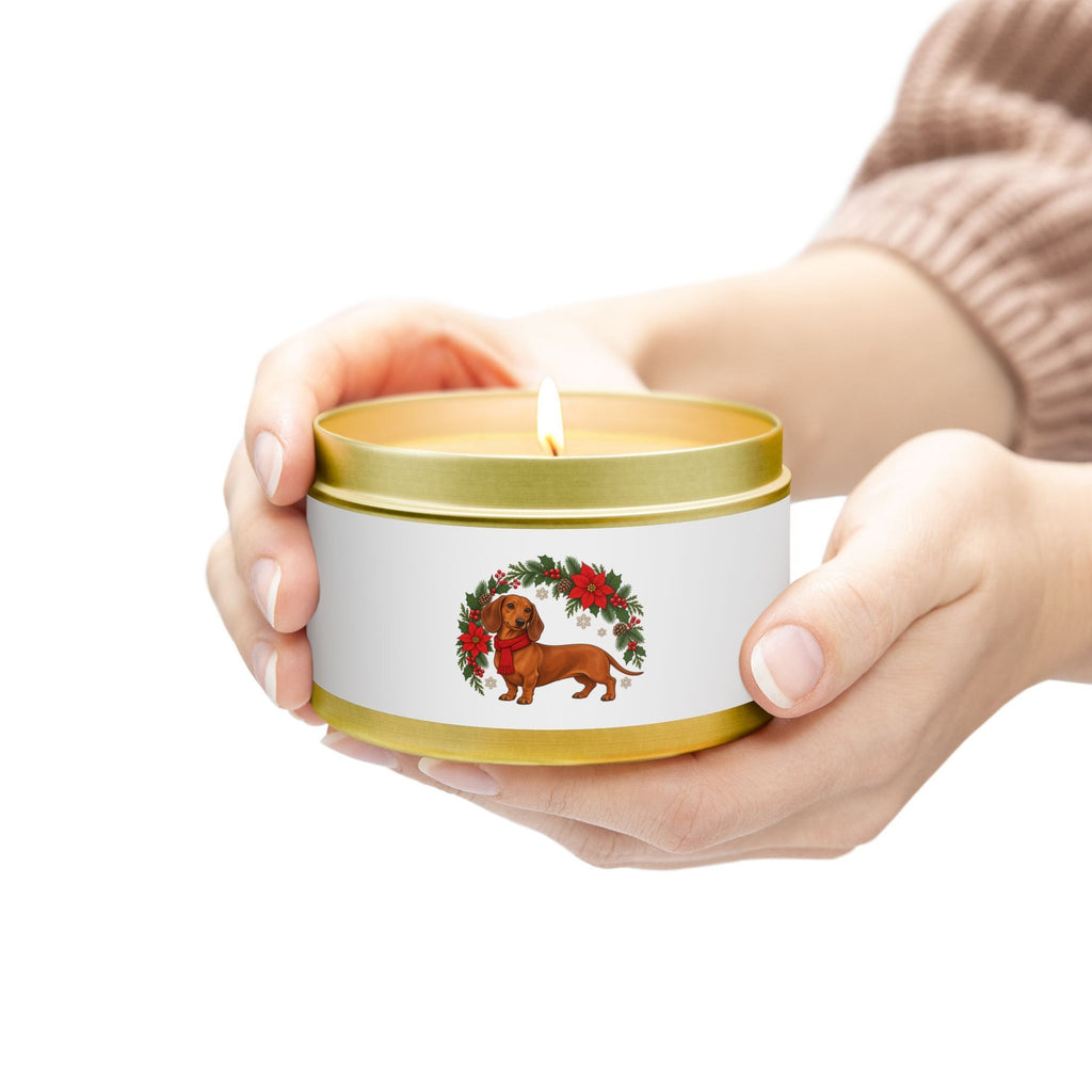 Dachshund Wreath Tin Candle, photo 1