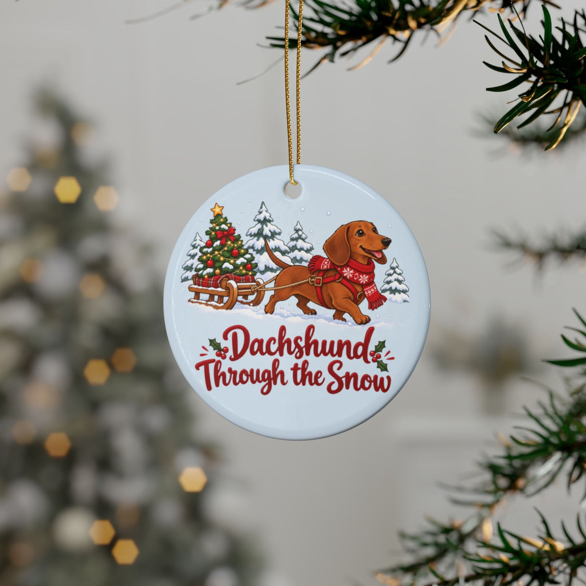 Dachshund Through the Snow Ornament, Icy Blue, photo 1