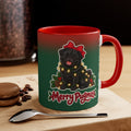Merry Pugmas Black Pug Mug, Green and Snowflake, photo 1