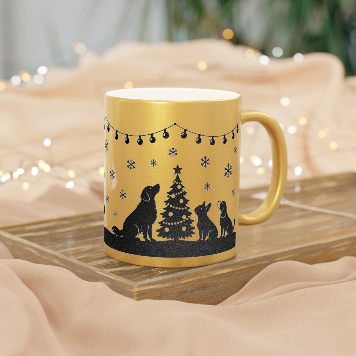 Christmas Dogs Mug in Gold or Silver, photo 1