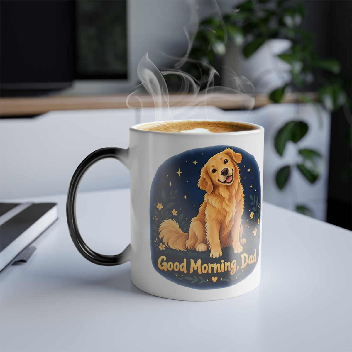 Good Morning Dad Golden Retriever Color Changing Mug, photo 1