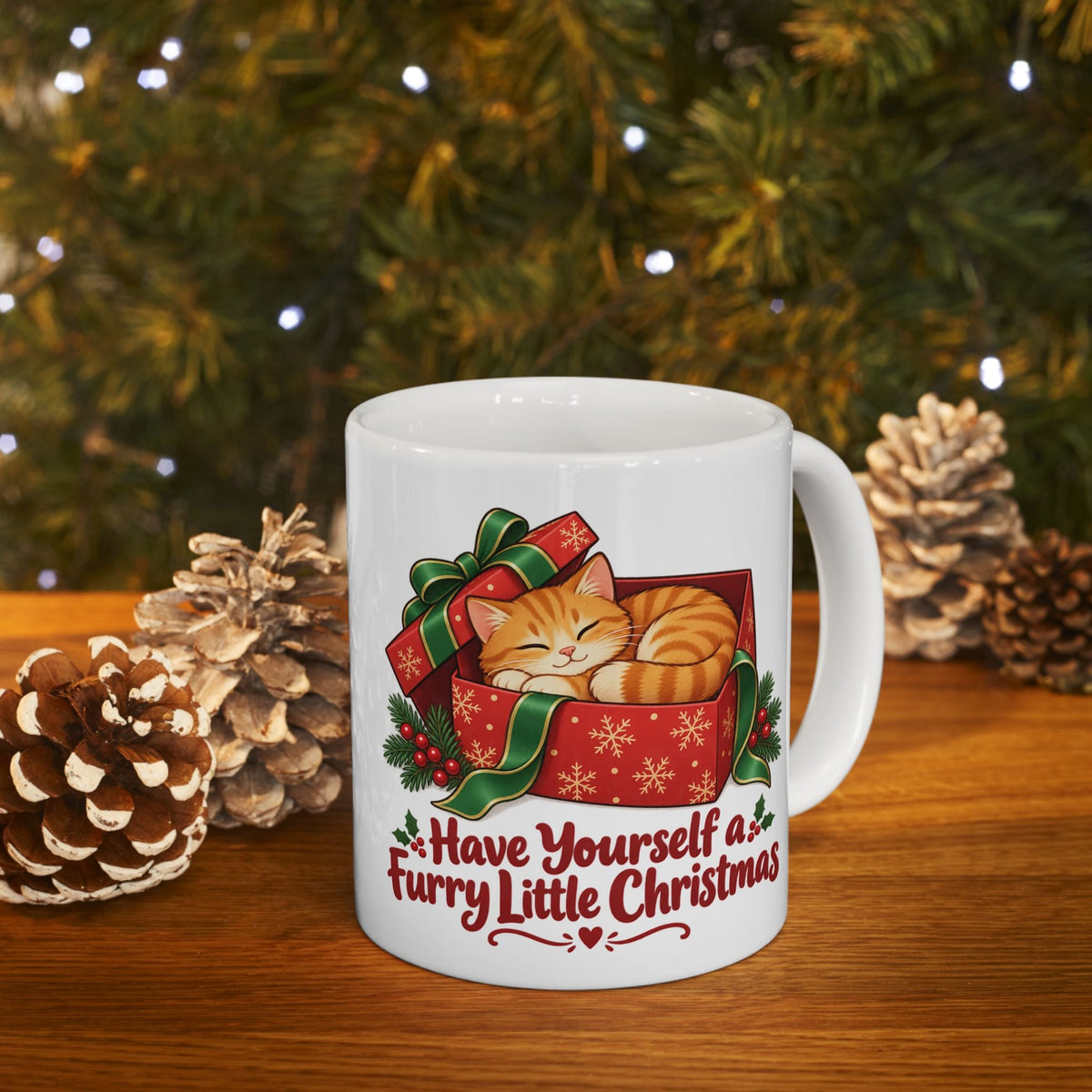 Furry Little Christmas Orange Cat Mug, photo 1