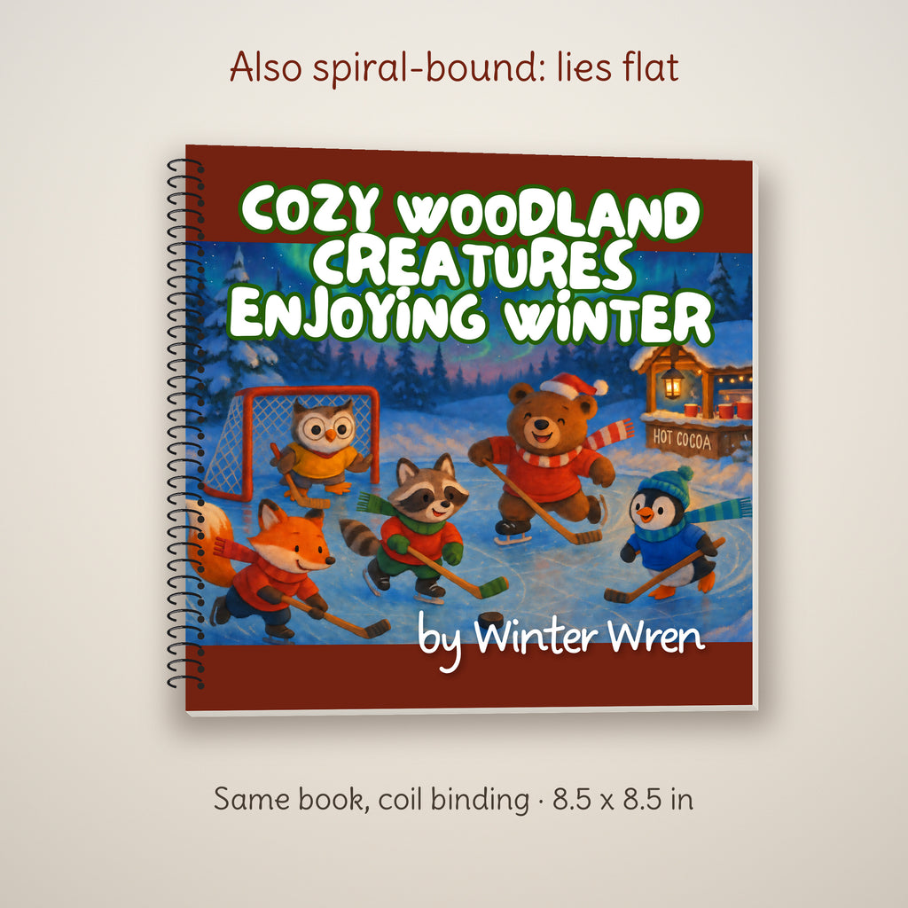 Cozy Woodland Creatures Enjoying Winter Coloring Book, photo 2