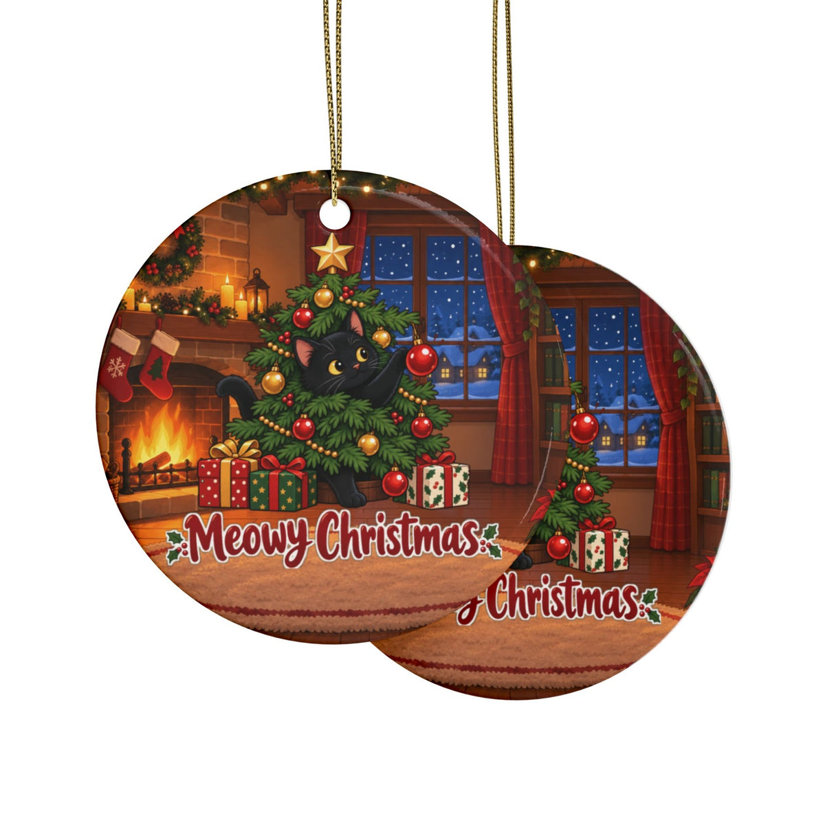 Meowy Christmas Black Cat Ornament, photo 2