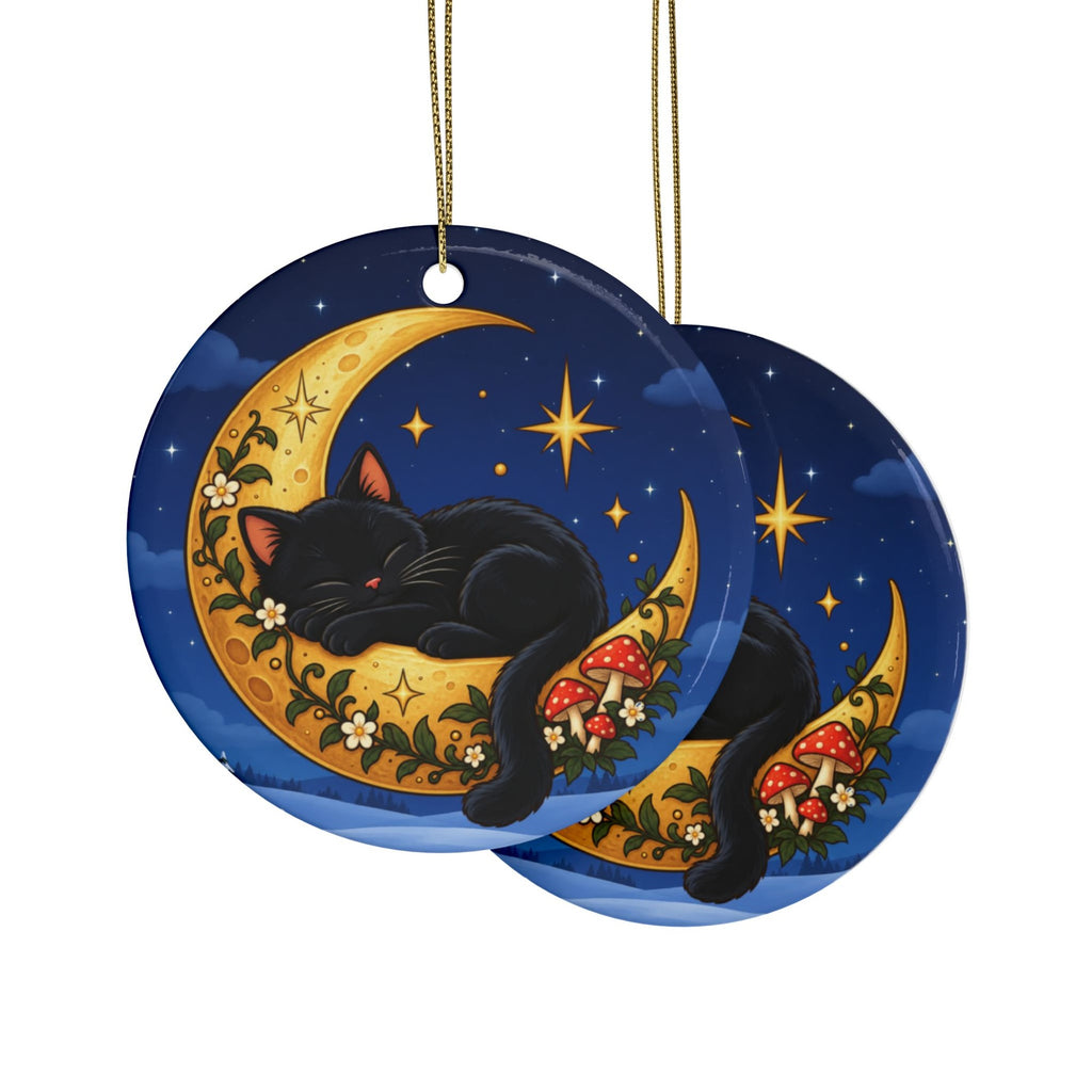 Black Cat on the Moon Ornament, Starry Night, photo 2