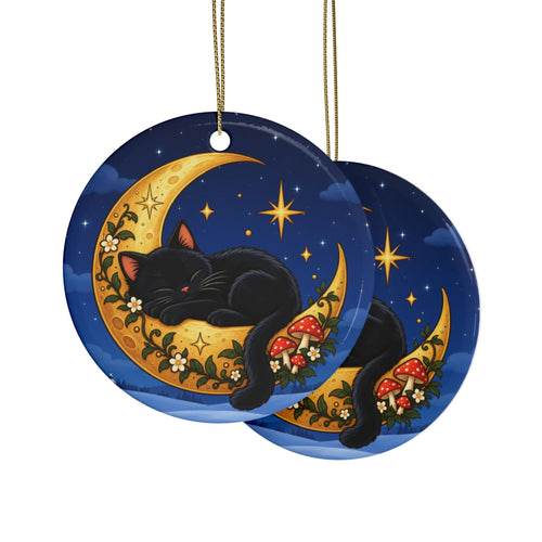 Black Cat on the Moon Ornament, Starry Night, photo 2