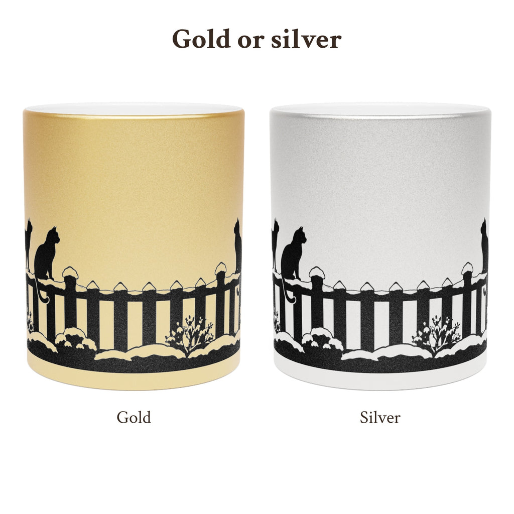 Black Cat Christmas Mug in Gold or Silver, photo 2