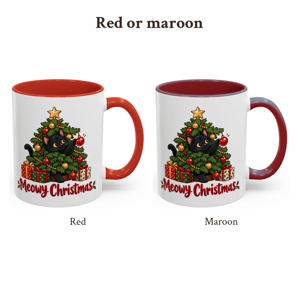 Meowy Christmas Black Cat Accent Mug, photo 2