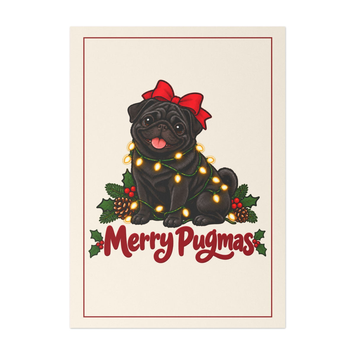 Merry Pugmas Black Pug Christmas Cards, photo 2