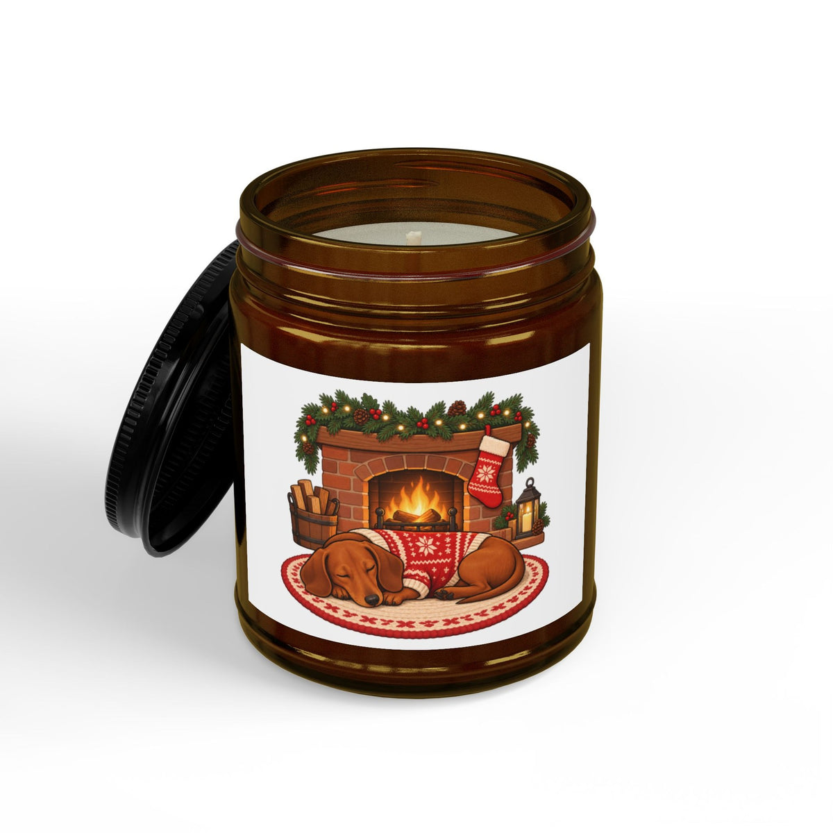 Dachshund by the Fireplace Christmas Candle, photo 2