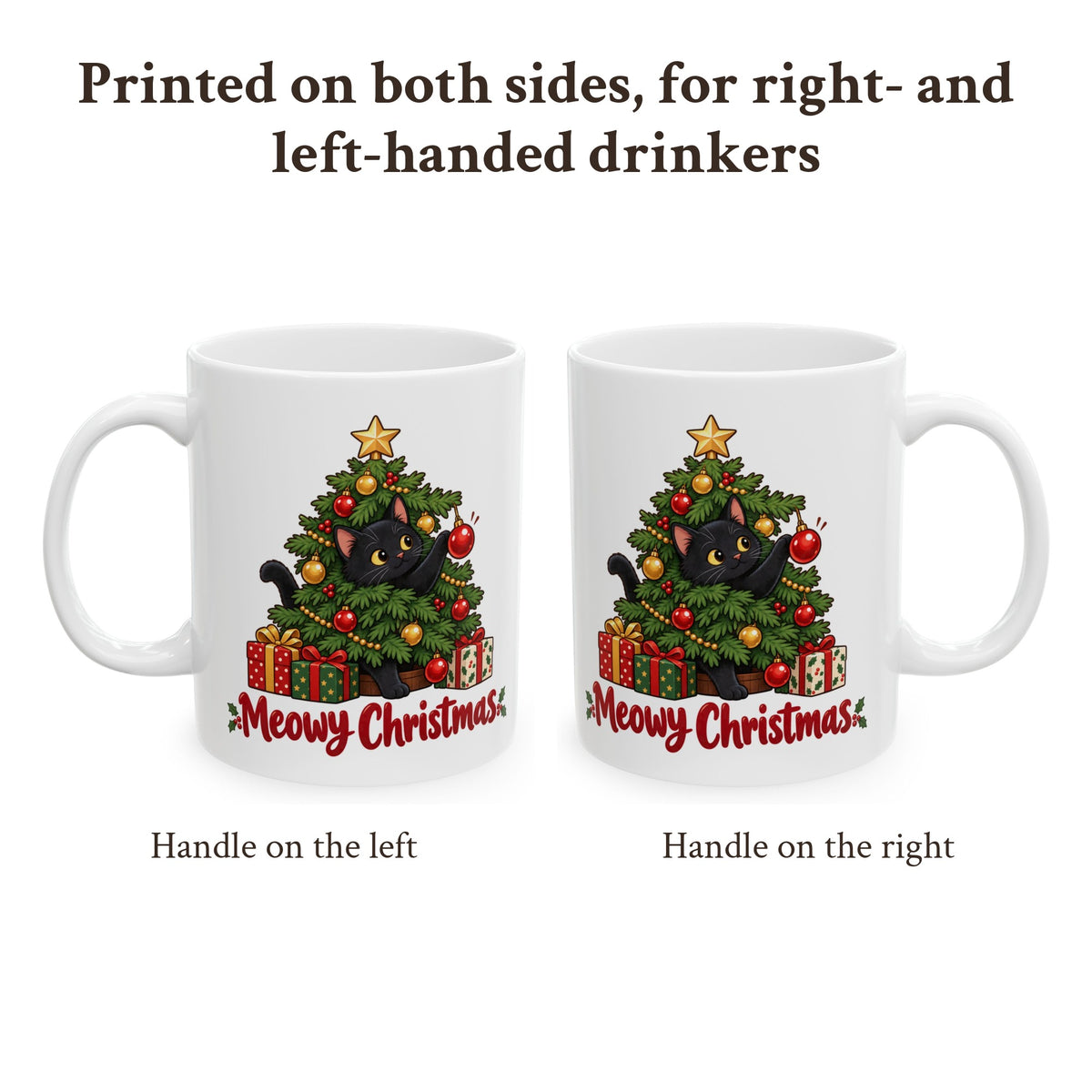 Meowy Christmas Black Cat Mug, photo 2