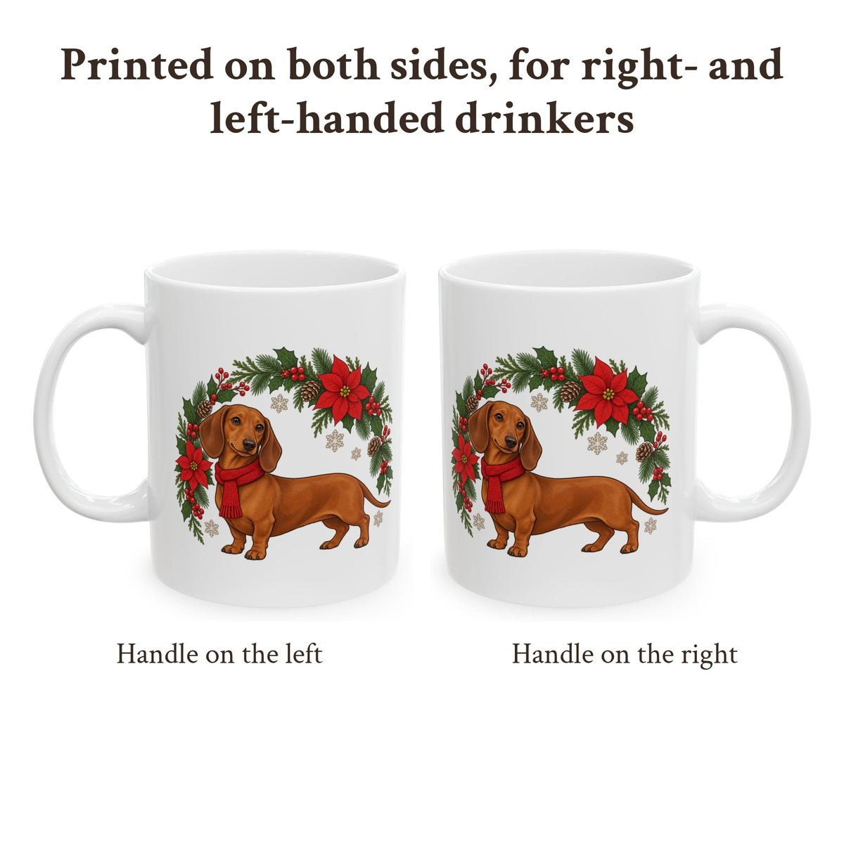 Dachshund Holly Wreath Christmas Mug, photo 2