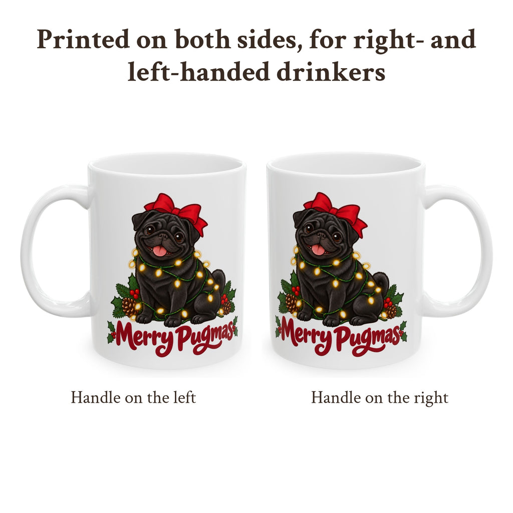 Merry Pugmas Black Pug Mug, White, photo 2