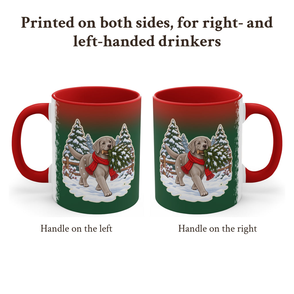 Silver Lab Christmas Mug, Green and Snowflake, photo 2