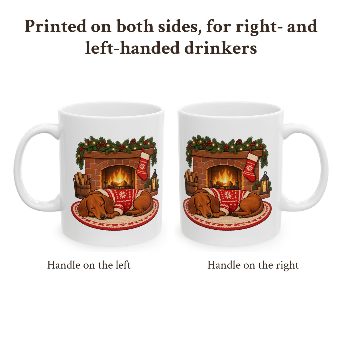 Dachshund by the Fireplace Christmas Mug, photo 2