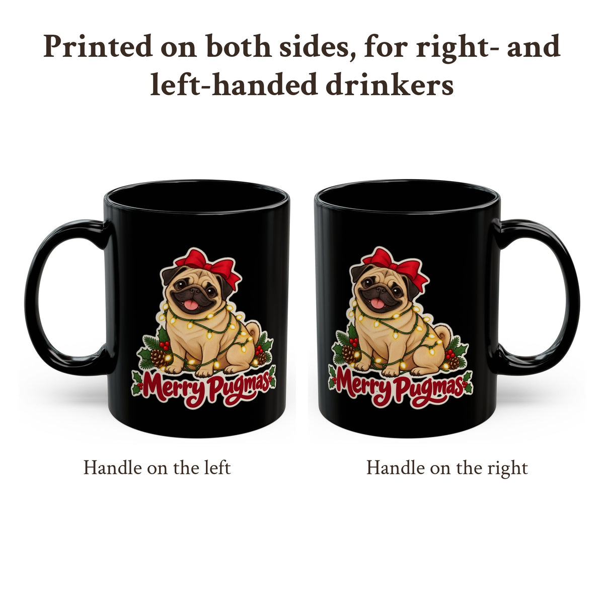 Merry Pugmas Black Mug, photo 2