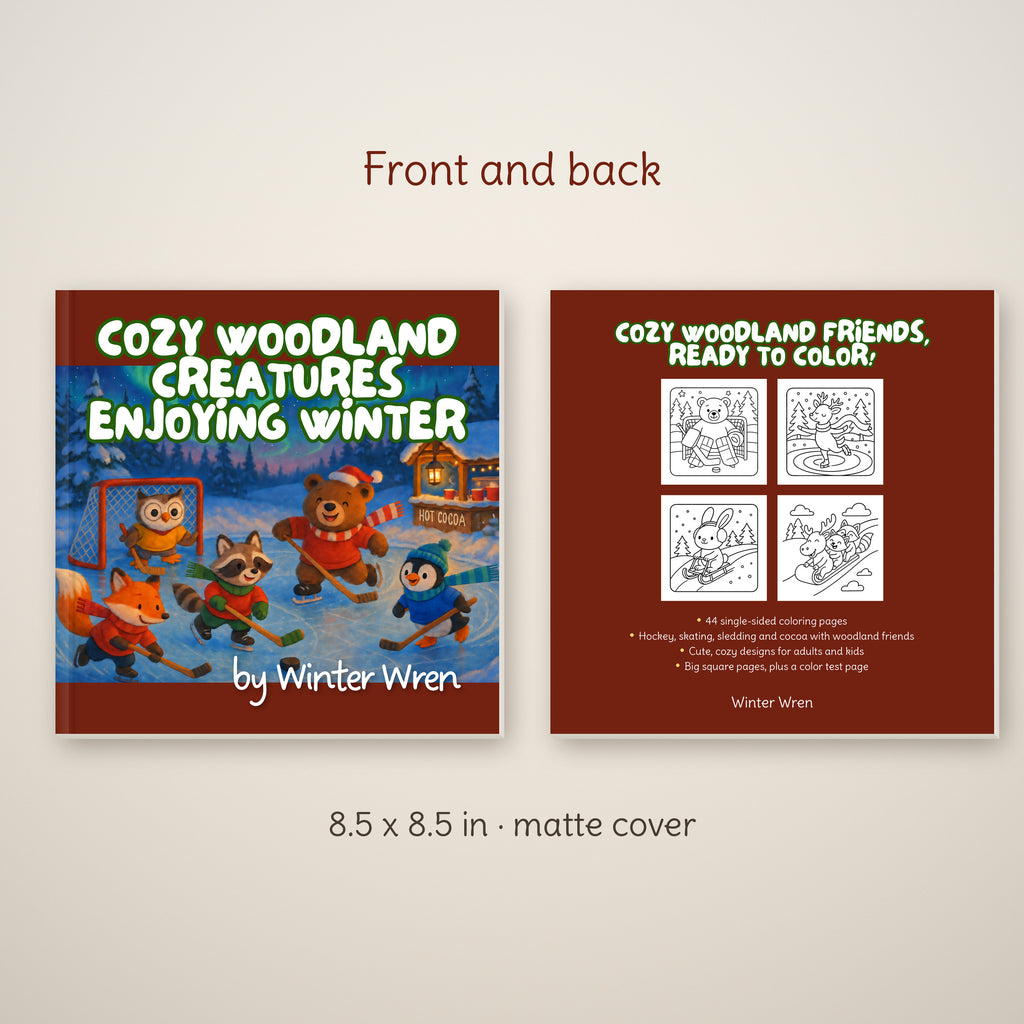 Cozy Woodland Creatures Enjoying Winter Coloring Book, photo 3