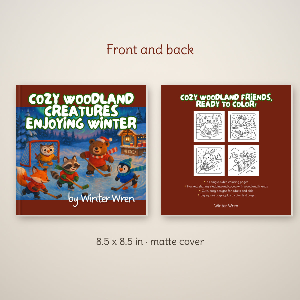 Cozy Woodland Creatures Enjoying Winter Coloring Book, photo 3