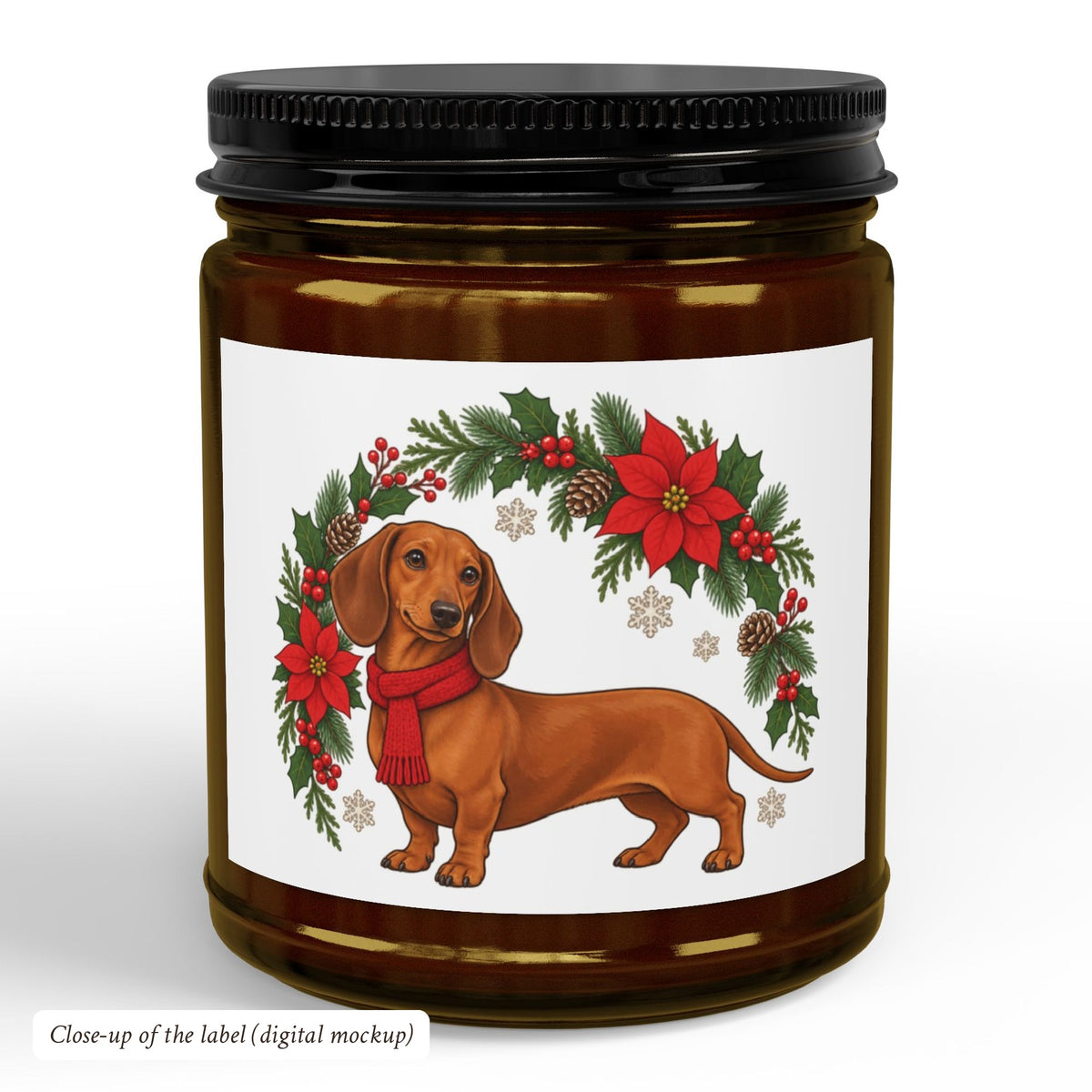 Dachshund Wreath Christmas Candle, photo 3
