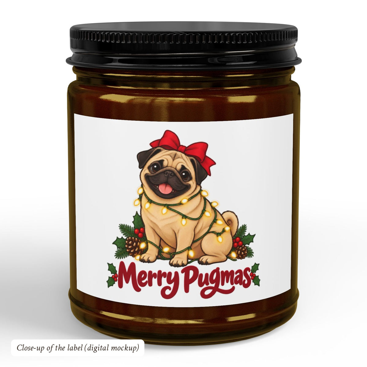 Merry Pugmas Fawn Pug Candle, photo 3
