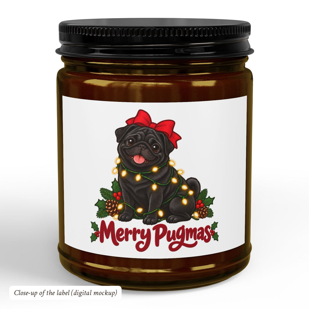 Merry Pugmas Black Pug Candle, photo 3