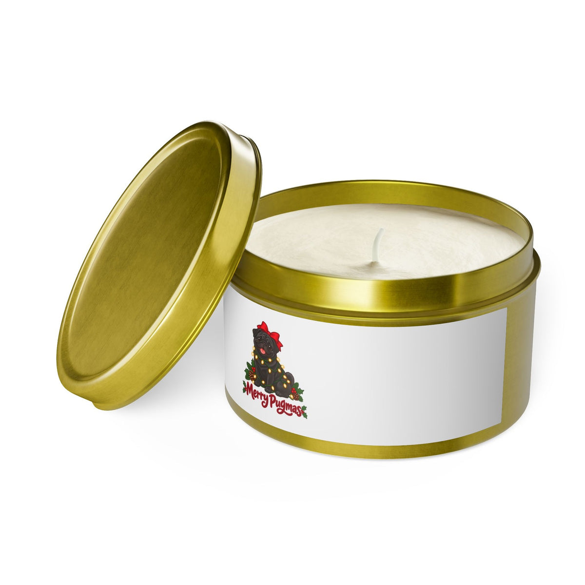 Merry Pugmas Black Pug Tin Candle, photo 3