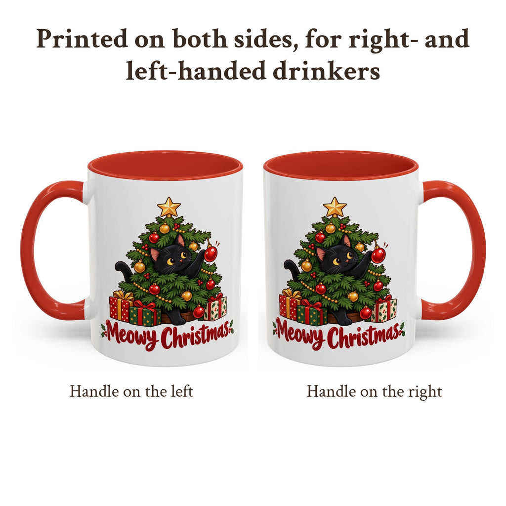 Meowy Christmas Black Cat Accent Mug, photo 3