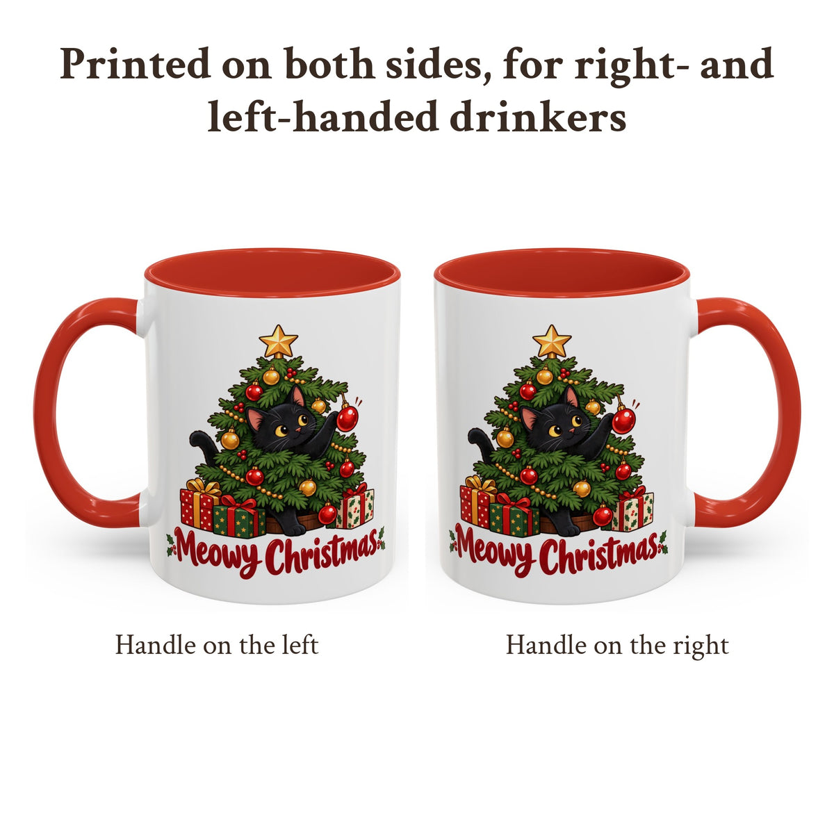 Meowy Christmas Black Cat Accent Mug, photo 3