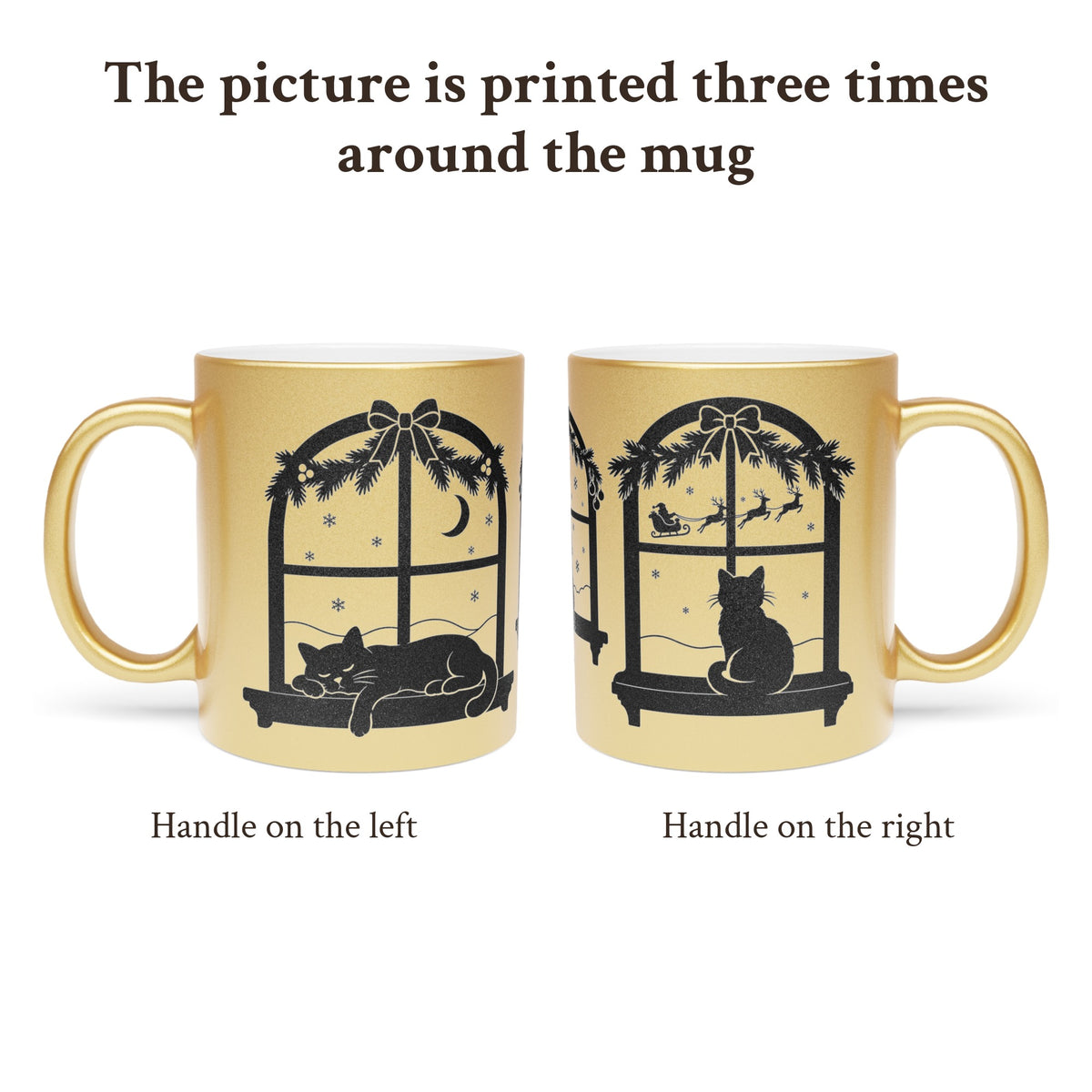 Black Cat in the Window Mug in Gold or Silver, photo 3