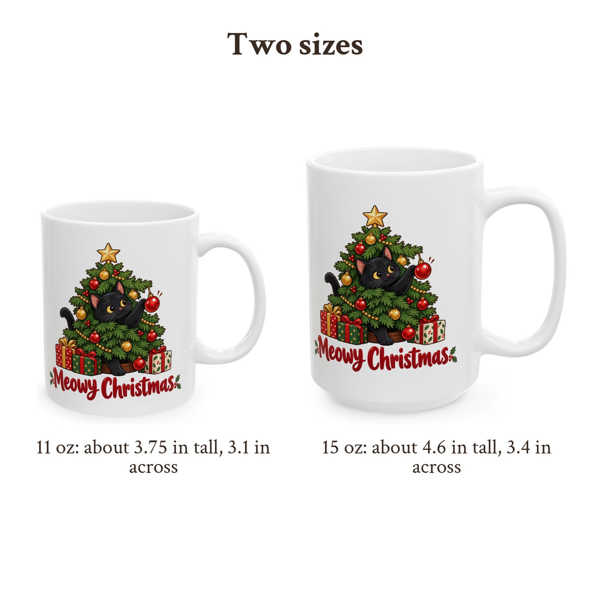 Meowy Christmas Black Cat Mug, photo 3