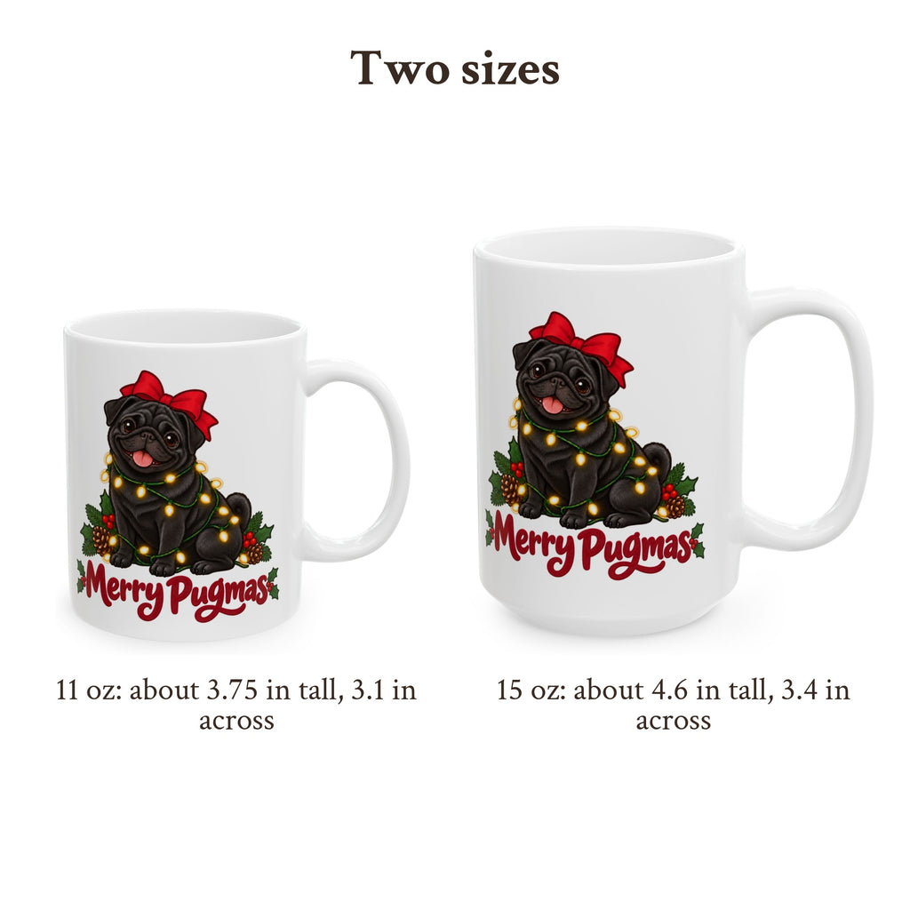 Merry Pugmas Black Pug Mug, White, photo 3