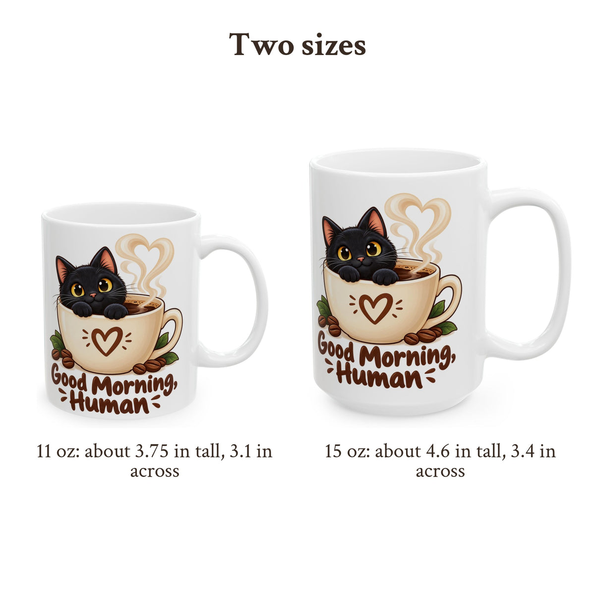 Good Morning Human Black Cat Mug, photo 3
