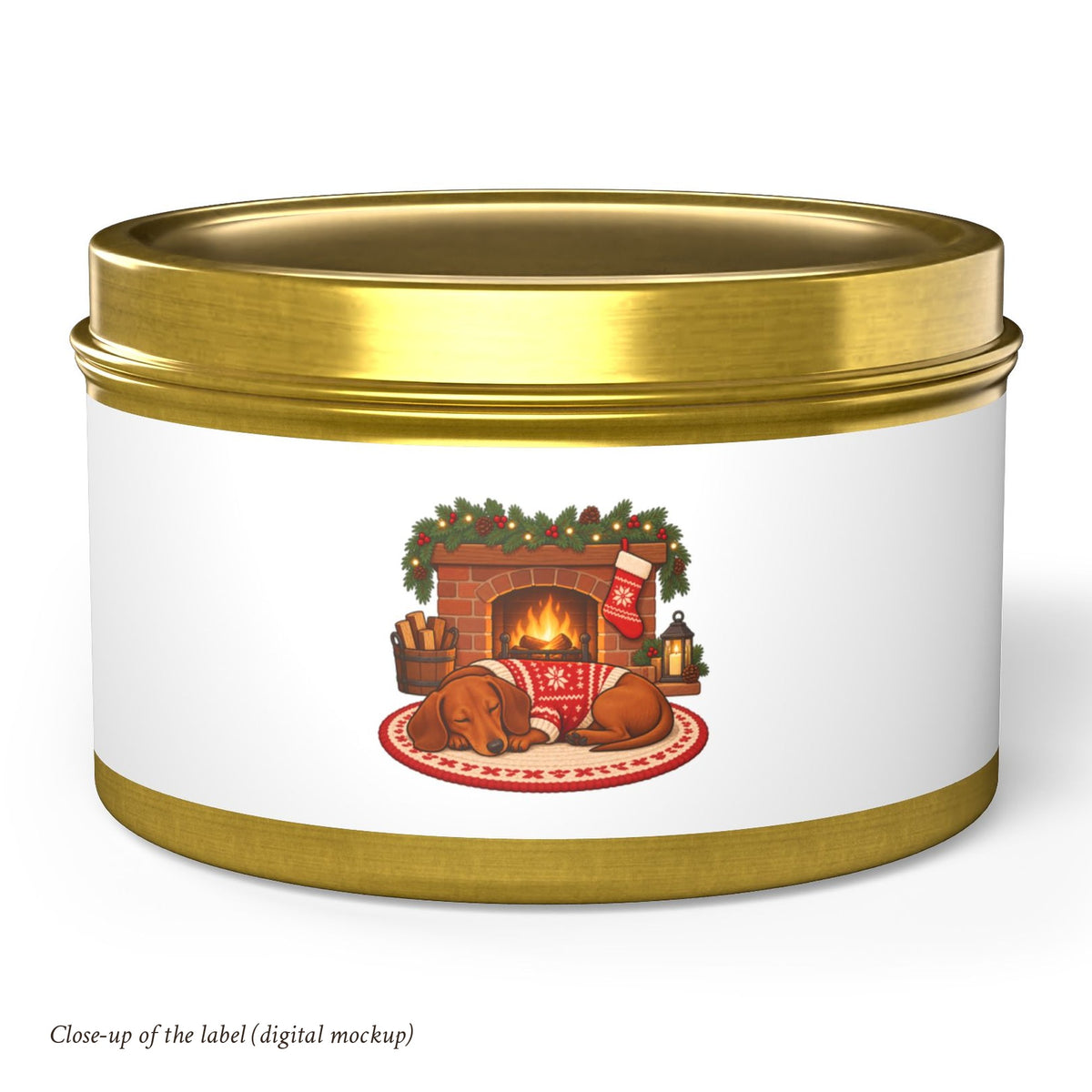 Dachshund by the Fireplace Tin Candle, photo 4