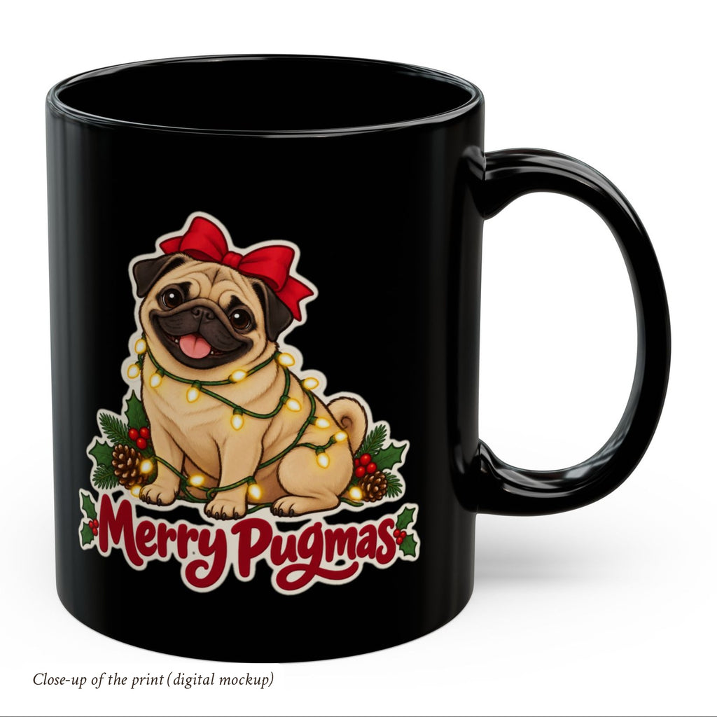 Merry Pugmas Black Mug, photo 4