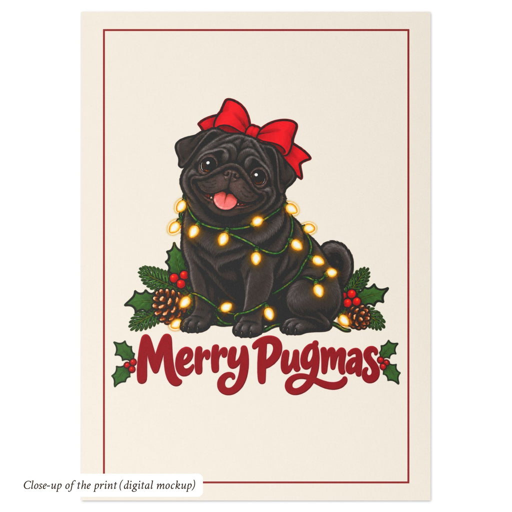 Merry Pugmas Black Pug Christmas Cards, photo 4
