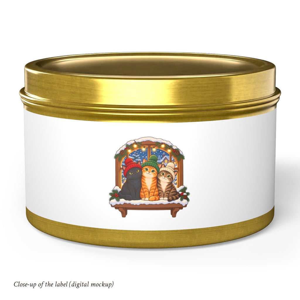 Christmas Cats in Hats Tin Candle, photo 4