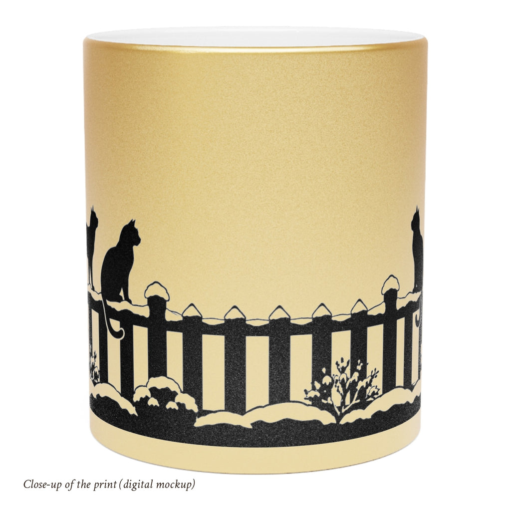 Black Cat Christmas Mug in Gold or Silver, photo 4