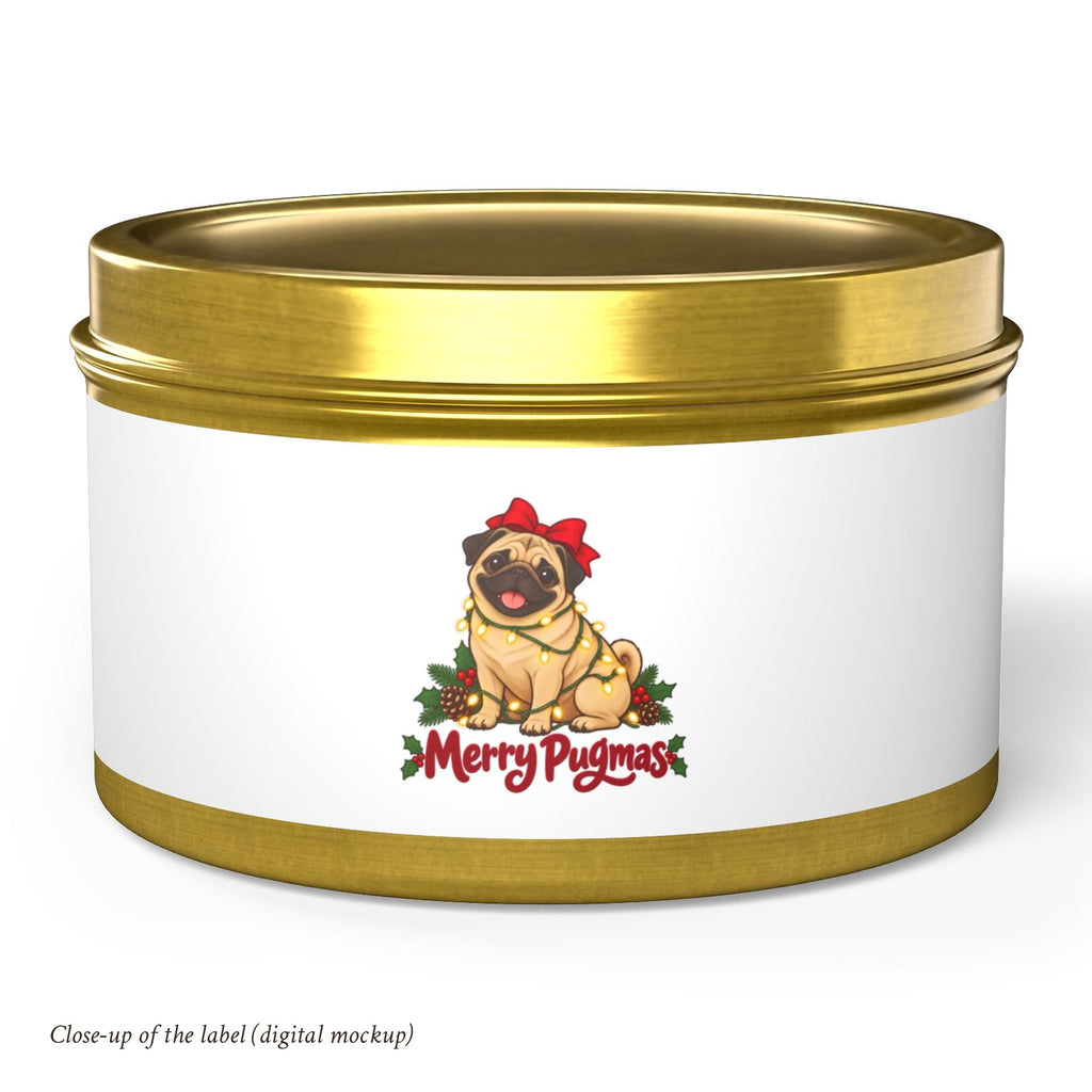 Merry Pugmas Fawn Pug Tin Candle, photo 4