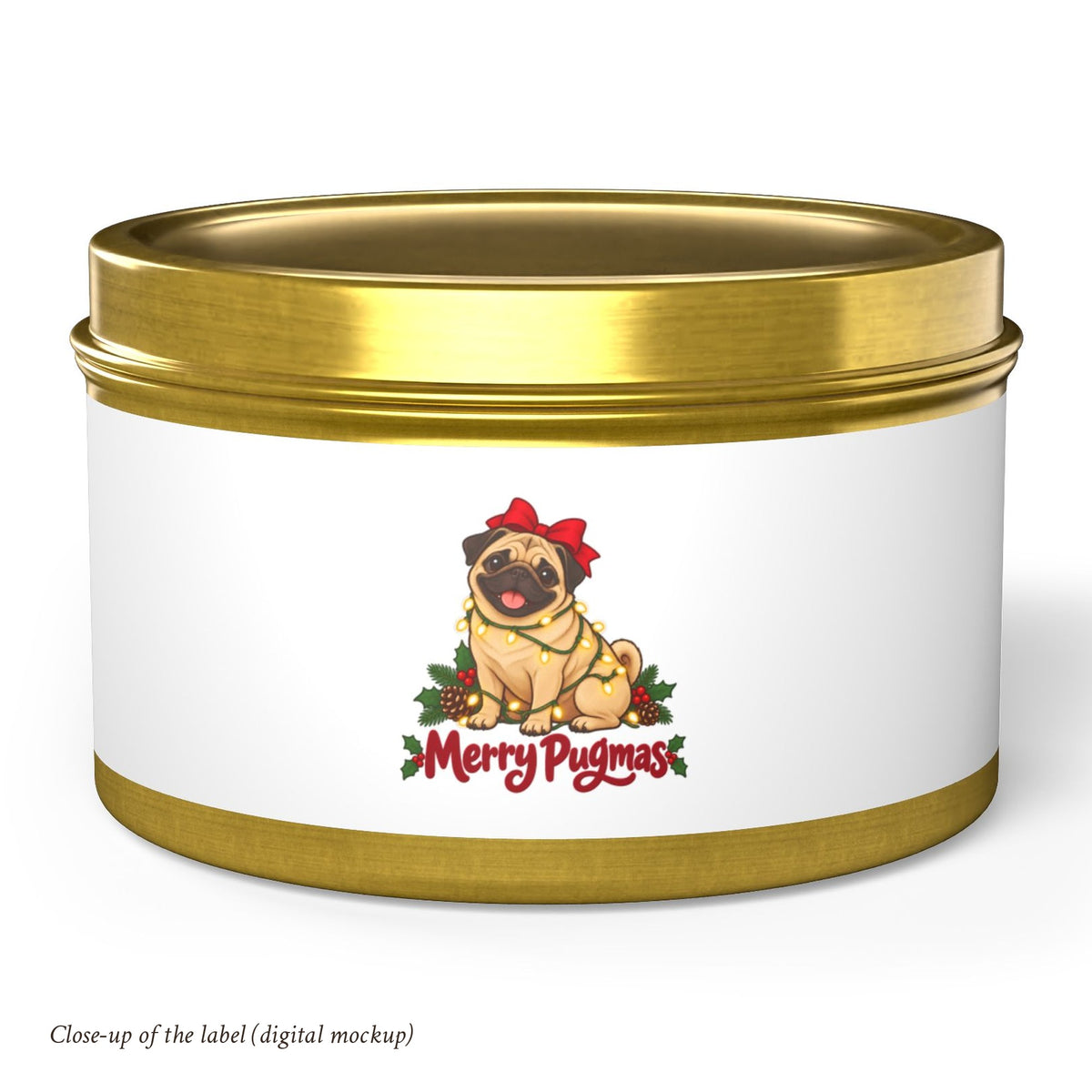 Merry Pugmas Fawn Pug Tin Candle, photo 4