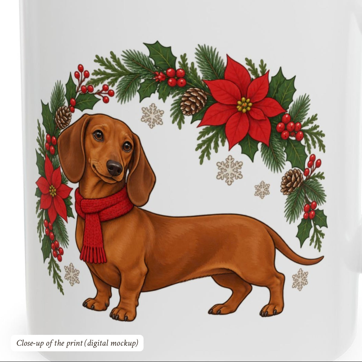 Dachshund Holly Wreath Christmas Mug, photo 4