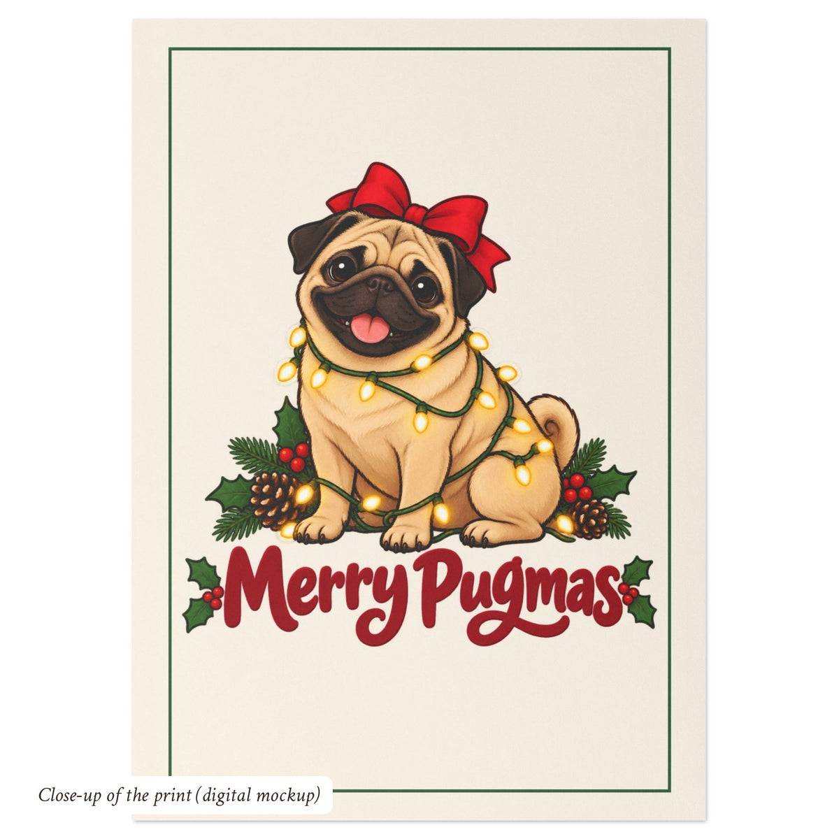 Merry Pugmas Fawn Pug Christmas Cards, photo 4